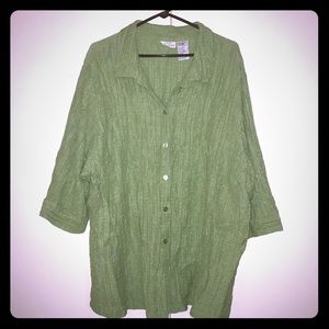 30W/32W Plus Size Green Button shirt